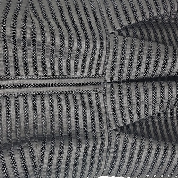 R&K Black Fit&Flare Sheer Eyelet Striped Overlay Sleeveless Cocktail Dress - Picture 5 of 14